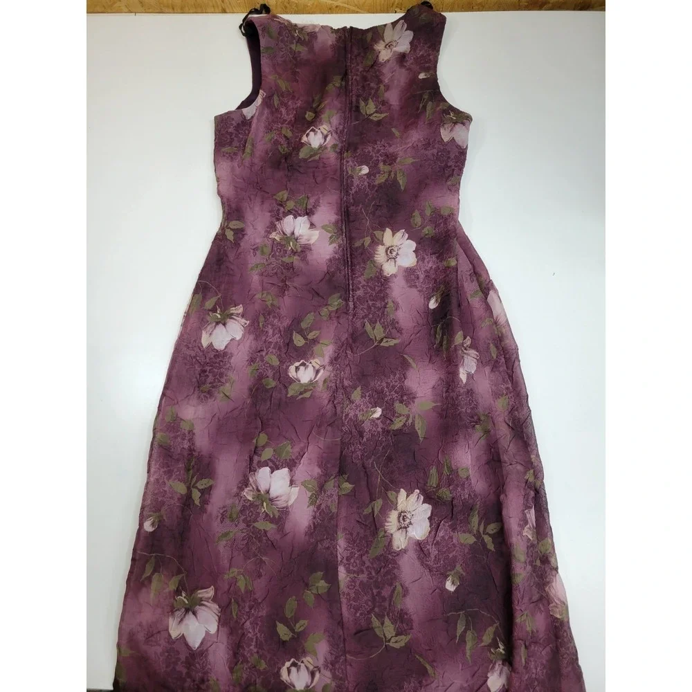 S.L. Fashions Purple Sz 12 Floral Jacket Dress 2 Piece Women Midi Chiffon Formal